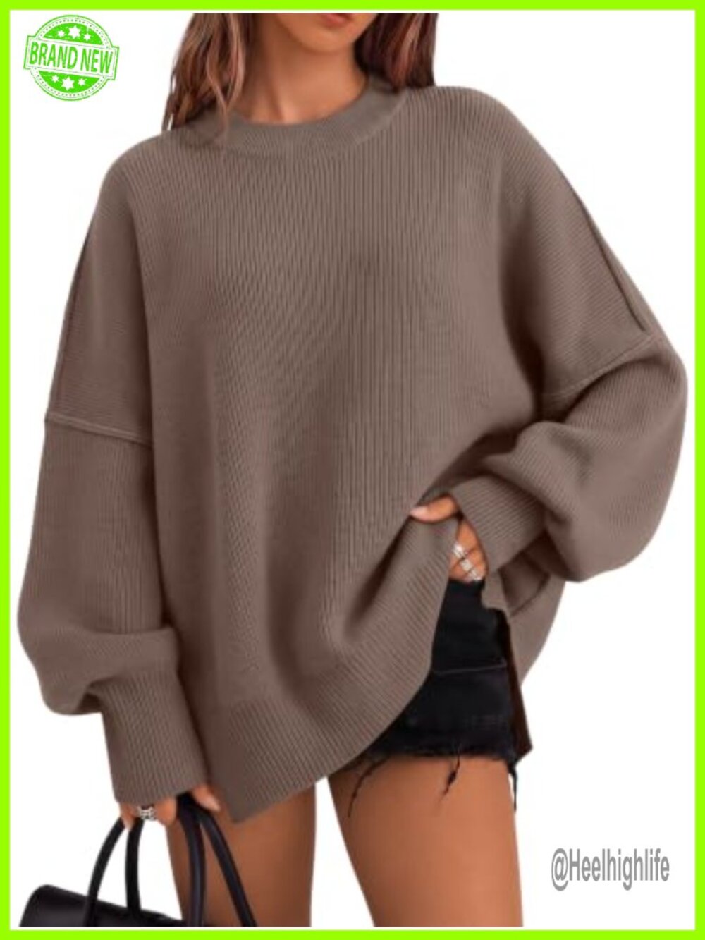 Oversized Crewneck Long Sleeve Sweater Pullover Tunic for Fall